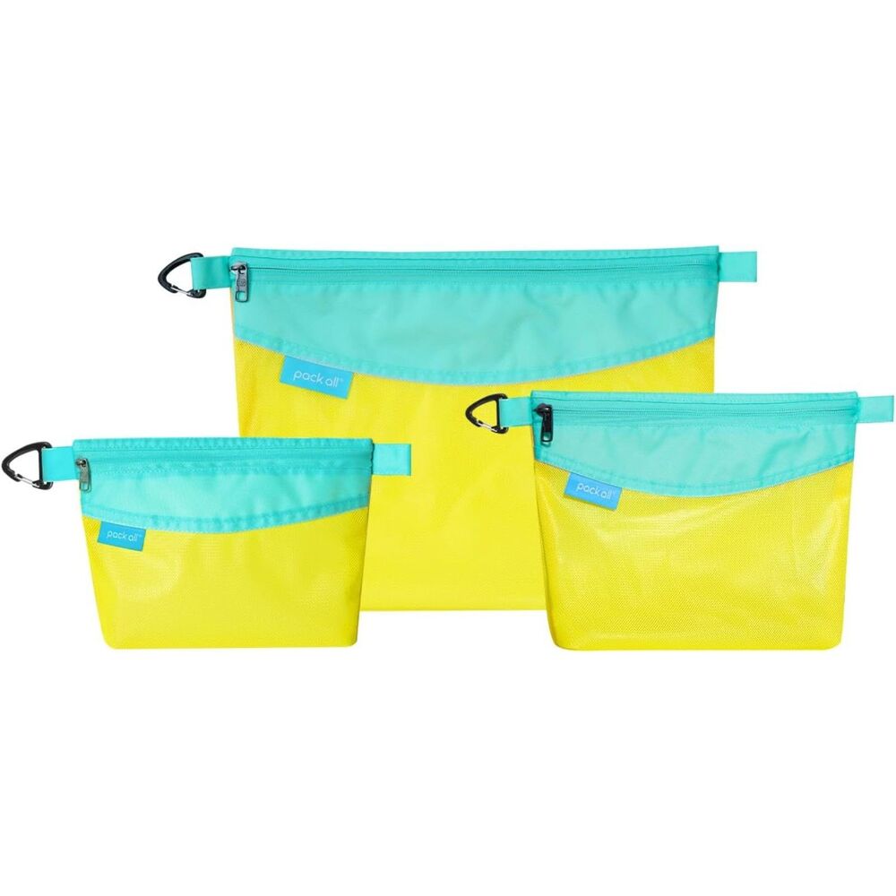 pack all 3-Piece Water-Resistant Mesh Zipper Pouch Set Travel & Organization